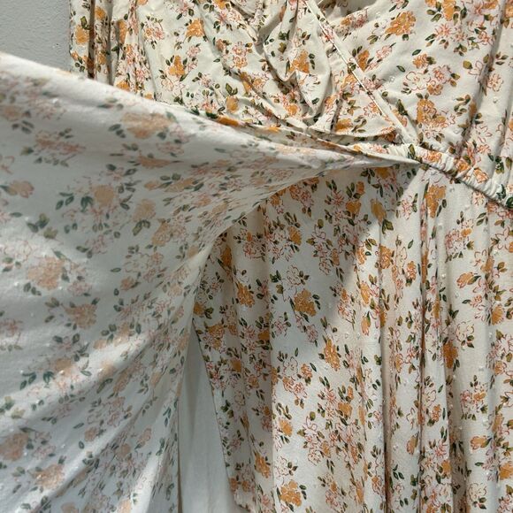 Auguste Womens Dress 8 Wrap Dress Floral Flutter Sleeve Empire Waist Swiss Dot - Picture 4 of 15